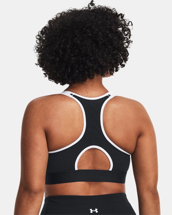 Women's HeatGear® Armour High Printed Sports Bra, Black, pdpMainDesktop image number 4